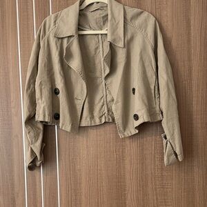 Stylish Tan Cropped Trench Coat